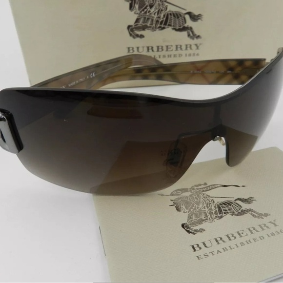 Burberry Sunglasses Brown Metal Shield Frame - Picture 2 of 10